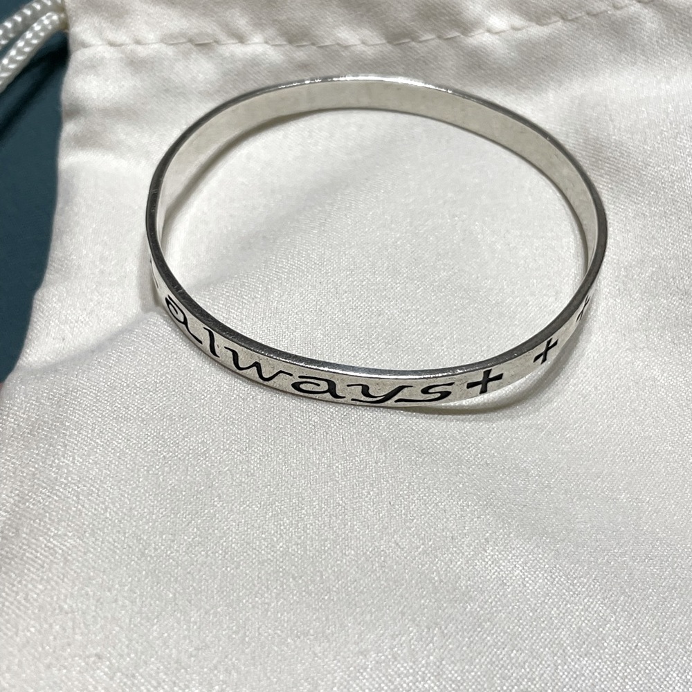 Retired James Avery Sterling Silver "I am with you always" Bangle Bracelet